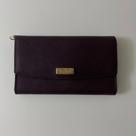Kate Spade IPhone Case Wallet in Purple Laurel Way Mahogany - Picture 1 of 6
